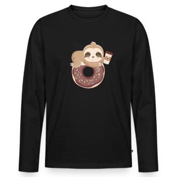 Donut Café Paresseux Donuts GEschenk - T-shirt manches longues Premium bio Homme - noir - Devant - Nico (187cm)