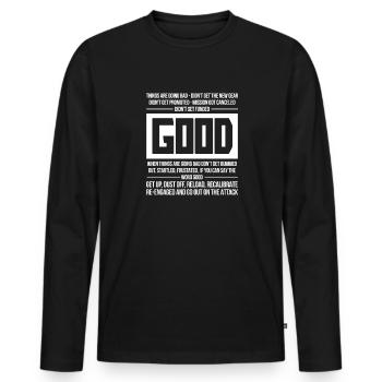 Motivation - Men's Premium Organic Long Sleeve Shirt - black - Front - Nico (187cm)
