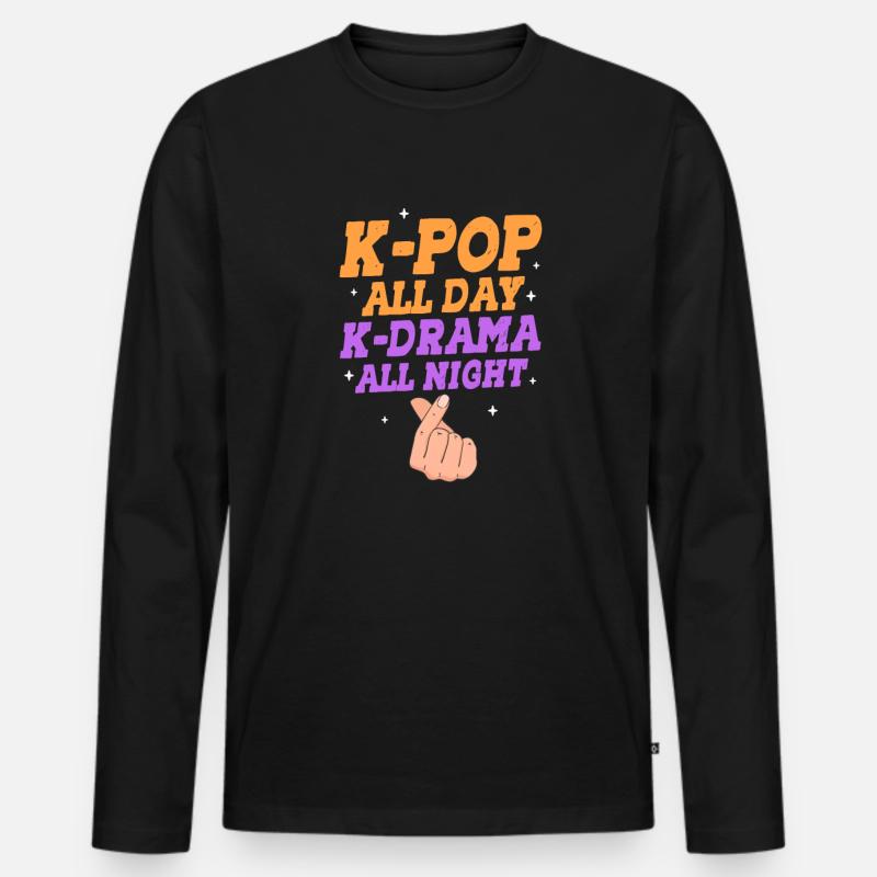 K-Pop - Männer Premium Bio Langarmshirt - Schwarz