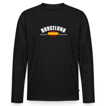 Barcelona - Men's Premium Organic Long Sleeve Shirt - black - Front - Nico (187cm)
