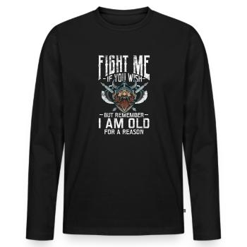 Wikinger - Männer Premium Bio Langarmshirt - Schwarz - Vorne - Nico (187cm)