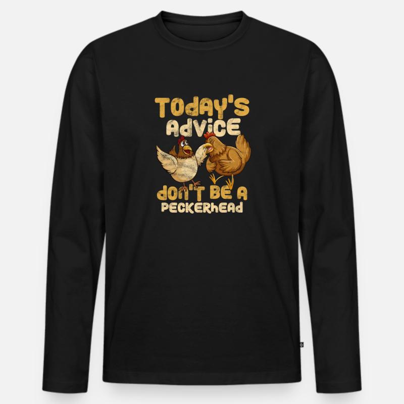 Huhn - Männer Premium Bio Langarmshirt - Schwarz