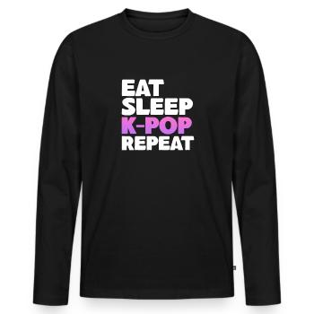 K-Pop - Männer Premium Bio Langarmshirt - Schwarz - Vorne - Nico (187cm)