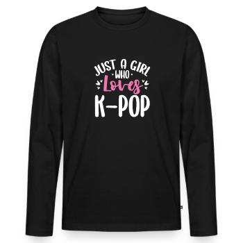 K-Pop - T-shirt manches longues Premium bio Homme - noir - Devant - Nico (187cm)