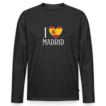 Madrid - T-shirt manches longues Premium bio Homme - anthracite chiné - Devant - Nico (187cm)