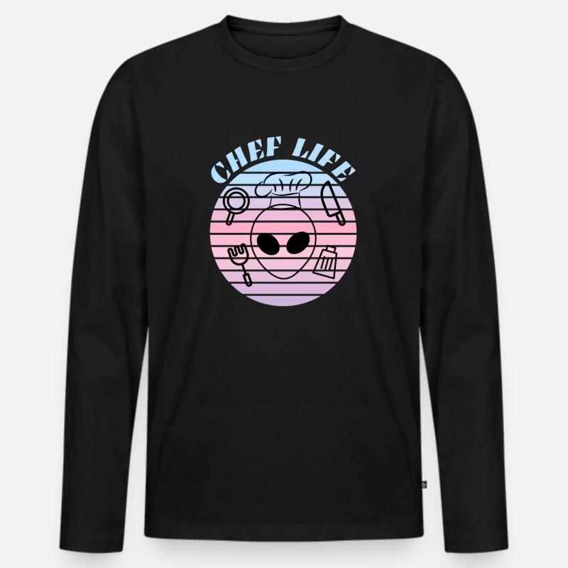 Das Leben eines Kochkochs zur Arbeit - Männer Premium Bio Langarmshirt - Schwarz