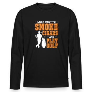Cigare Golf Fumer Cigares Fumer Cadeau - T-shirt manches longues Premium bio Homme - noir - Devant - Nico (187cm)