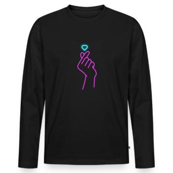 K-Pop - Männer Premium Bio Langarmshirt - Schwarz - Vorne - Nico (187cm)