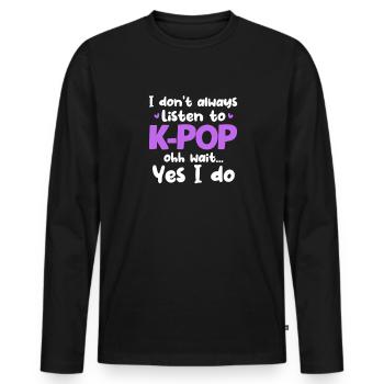 K-Pop - T-shirt manches longues Premium bio Homme - noir - Devant - Nico (187cm)