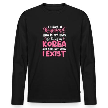 K-Pop - T-shirt manches longues Premium bio Homme - noir - Devant - Nico (187cm)