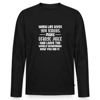 Motivation - T-shirt manches longues Premium bio Homme - noir - Devant - Nico (187cm)