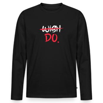 Motivation - Men's Premium Organic Long Sleeve Shirt - black - Front - Nico (187cm)