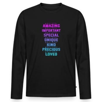 Motivation - Men's Premium Organic Long Sleeve Shirt - black - Front - Nico (187cm)