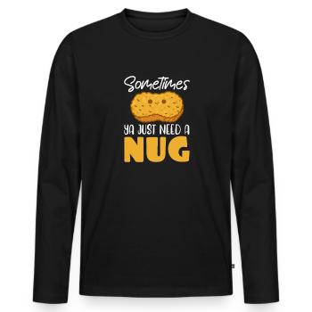 Chicken Poultry Chicken Nuggets Gift - Men's Premium Organic Long Sleeve Shirt - black - Front - Nico (187cm)