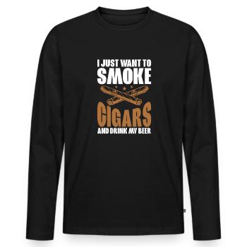 Cigare Fumeur Tabac Cigare Cadeau - T-shirt manches longues Premium bio Homme - noir - Devant - Nico (187cm)