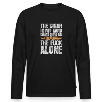 Cigare - T-shirt manches longues Premium bio Homme - noir - Devant - Nico (187cm)