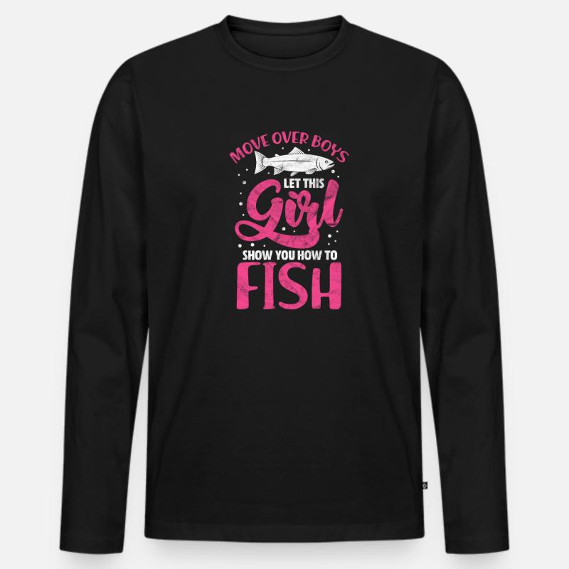 Anglerin - Männer Premium Bio Langarmshirt - Schwarz