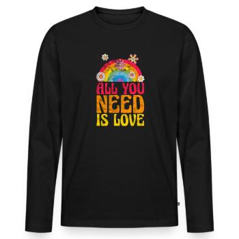 Hippy - Men's Premium Organic Long Sleeve Shirt - black - Front - Nico (187cm)