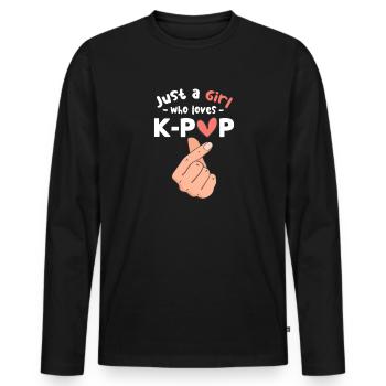 K-Pop - T-shirt manches longues Premium bio Homme - noir - Devant - Nico (187cm)
