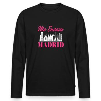 Madrid - T-shirt manches longues Premium bio Homme - noir - Devant - Nico (187cm)