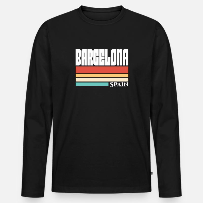 Barcelona - Männer Premium Bio Langarmshirt - Schwarz