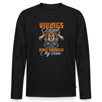 Wikinger - Männer Premium Bio Langarmshirt - Schwarz - Vorne - Nico (187cm)