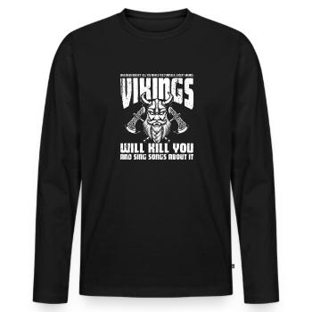 Viking Viking Vikings Odin Walhalla Cadeau - T-shirt manches longues Premium bio Homme - noir - Devant - Nico (187cm)