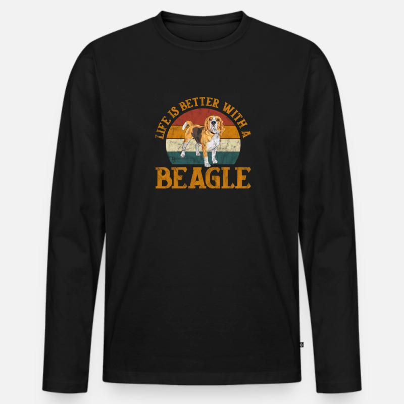 Beagle - Männer Premium Bio Langarmshirt - Schwarz