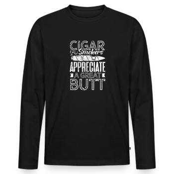 Cigare - T-shirt manches longues Premium bio Homme - noir - Devant - Nico (187cm)