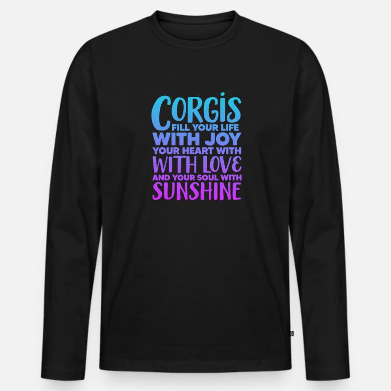 Corgi - Männer Premium Bio Langarmshirt - Schwarz