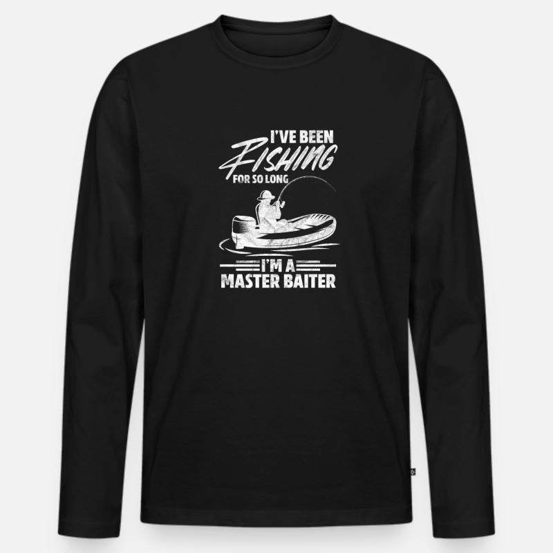 Angler - Männer Premium Bio Langarmshirt - Schwarz