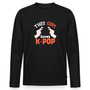 K-Pop - Männer Premium Bio Langarmshirt - Schwarz - Vorne - Nico (187cm)