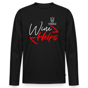 Winegod lustiger Spruch Wine Helps - Männer Premium Bio Langarmshirt - Schwarz - Vorne - Nico (187cm)