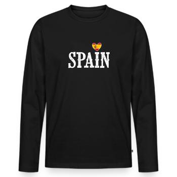 Espagne - T-shirt manches longues Premium bio Homme - noir - Devant - Nico (187cm)