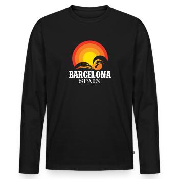 Barcelone - T-shirt manches longues Premium bio Homme - noir - Devant - Nico (187cm)