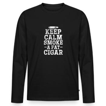 Cigare - T-shirt manches longues Premium bio Homme - noir - Devant - Nico (187cm)