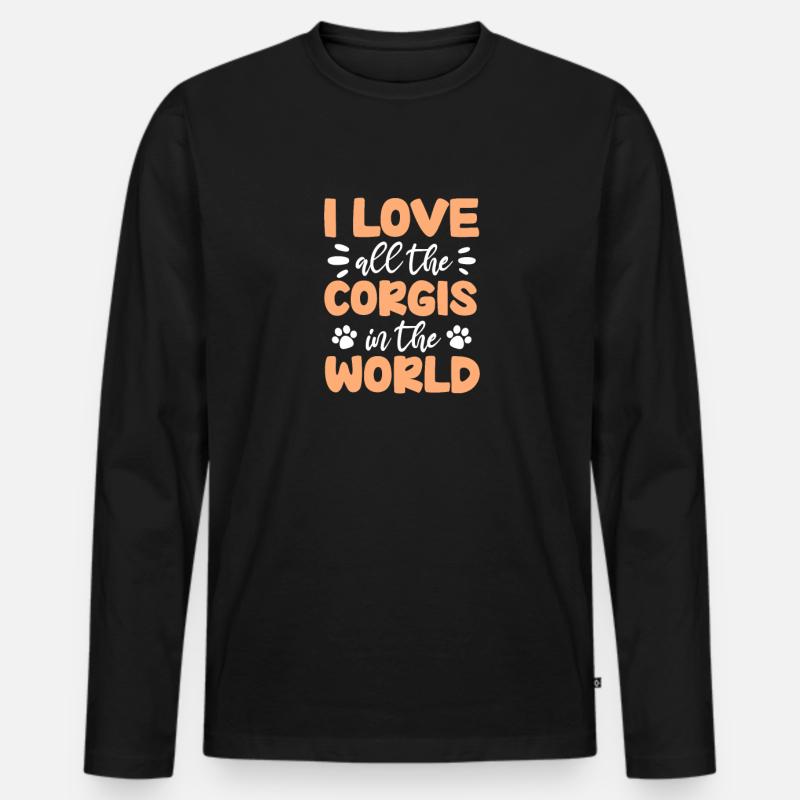 Corgi - Männer Premium Bio Langarmshirt - Schwarz