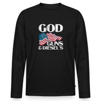 Diesel Amerika - Männer Premium Bio Langarmshirt - Schwarz - Vorne - Nico (187cm)