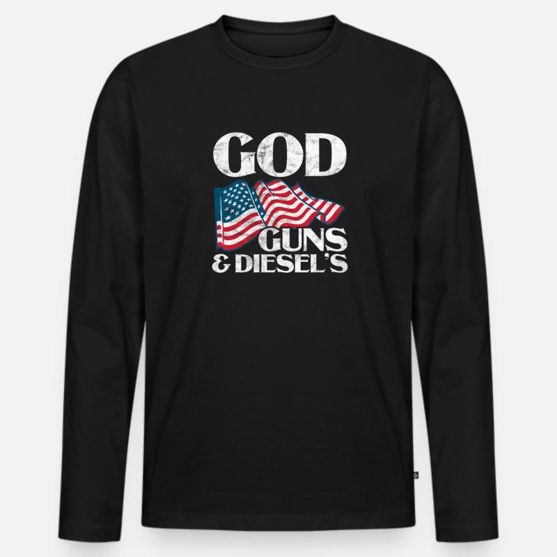 Diesel Amerika - Männer Premium Bio Langarmshirt - Schwarz