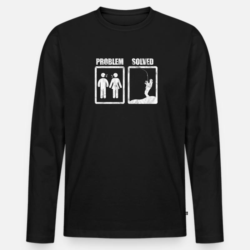 Angler - Männer Premium Bio Langarmshirt - Schwarz