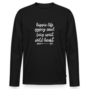 Hippie - T-shirt manches longues Premium bio Homme - noir - Devant - Nico (187cm)