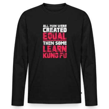 Kung-fu - T-shirt manches longues Premium bio Homme - noir - Devant - Nico (187cm)