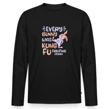 Kung-fu - T-shirt manches longues Premium bio Homme - noir - Devant - Nico (187cm)
