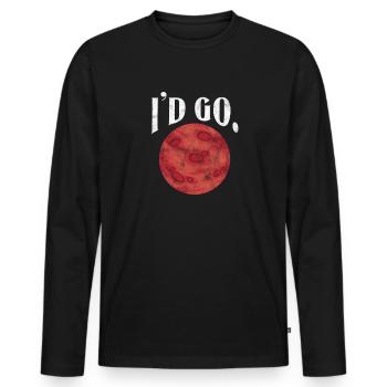 Mars - Men's Premium Organic Long Sleeve Shirt - black - Front - Nico (187cm)