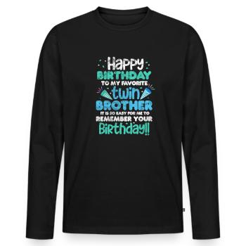 Brother - Men's Premium Organic Long Sleeve Shirt - black - Front - Nico (187cm)