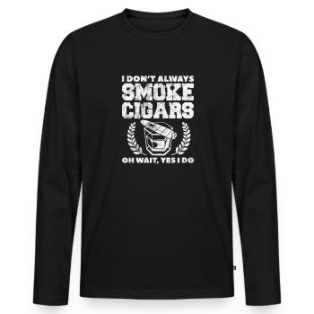 Cigar Whiskey - Men's Premium Organic Long Sleeve Shirt - black - Front - Nico (187cm)