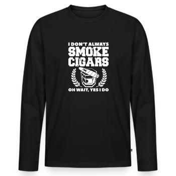 Cigare Whisky Fumer Fumer Cigare Cadeau - T-shirt manches longues Premium bio Homme - noir - Devant - Nico (187cm)