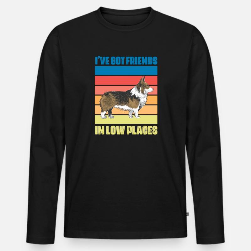 Corgi - Männer Premium Bio Langarmshirt - Schwarz