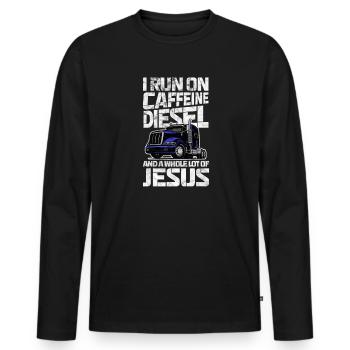 Diesel - Männer Premium Bio Langarmshirt - Schwarz - Vorne - Nico (187cm)
