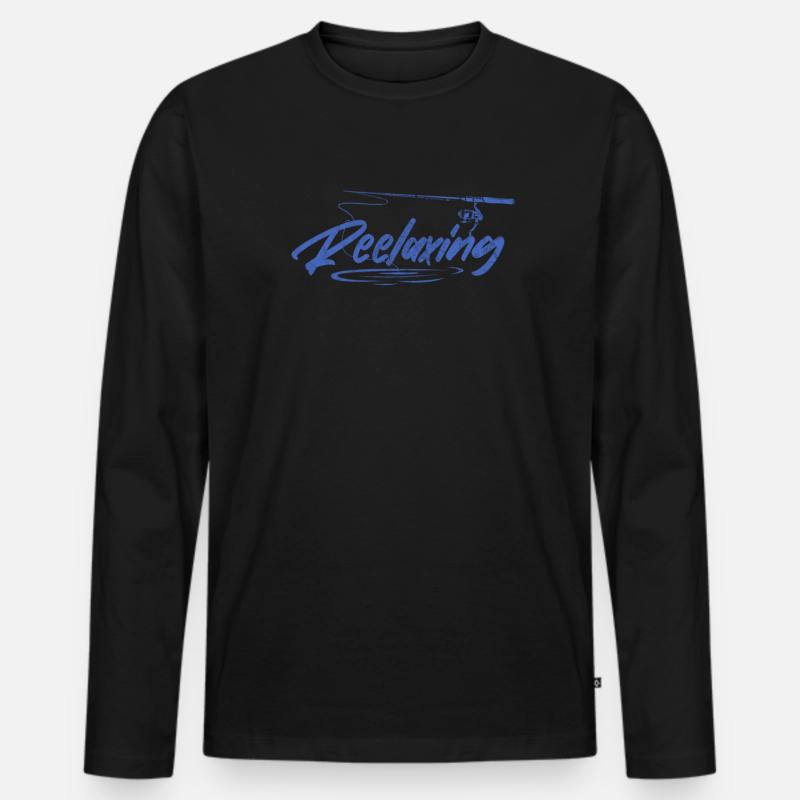 Angler - Männer Premium Bio Langarmshirt - Schwarz